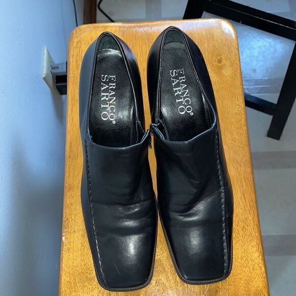 WOMEN’S FRANCO SARTO BLACK SIDE ZIP SQUARE TOE HEELS SIZE 8-1/2 - Picture 7 of 9